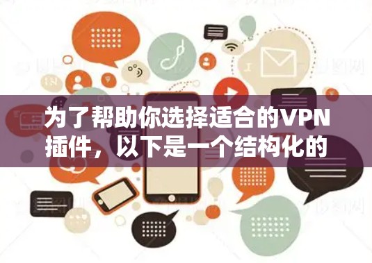 为了帮助你选择适合的VPN插件,以下是一个结构化的推荐和建议
