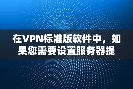 在VPN标准版软件中,如果您需要设置服务器提供商,通常需要使用软件来选择不同的服务器提供商。以下是设置的具体步骤